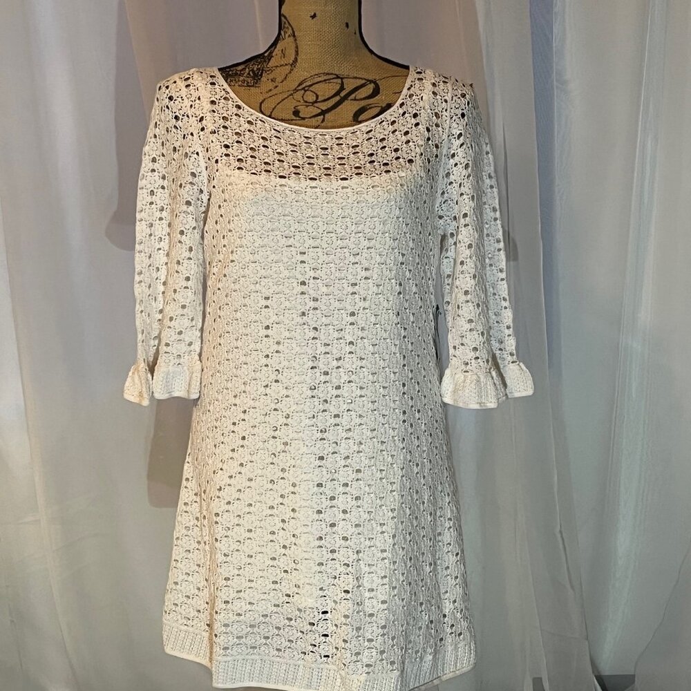 Lilly Pulitzer Shauna Crochet Tunic Dress In Resort White, Size XL, Tags intact.